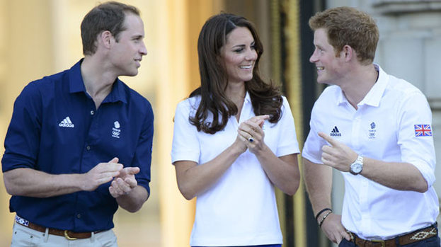Good sports: Kate, Wills and Harry get into Olympic spirit