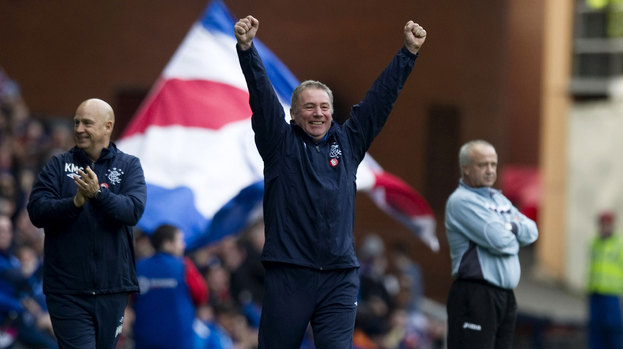 Ally McCoist celebrates his side's win over Queen's Park.