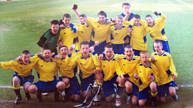 Tony Watt: Celtic striker (front row, second from left) celebrates with St Andrew's, aged 13, at the 2007 Airdrie schools' cup final.