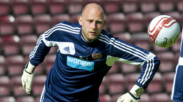 Peter Enckelman in action for Hearts.