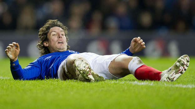 Rangers striker Francisco Sandaza takes a quick breather after another missed opportunity