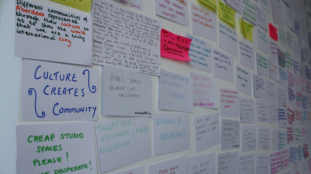 Aberdeen 2017: Postcards on the wall at the City of Culture hub on Belmont Street.