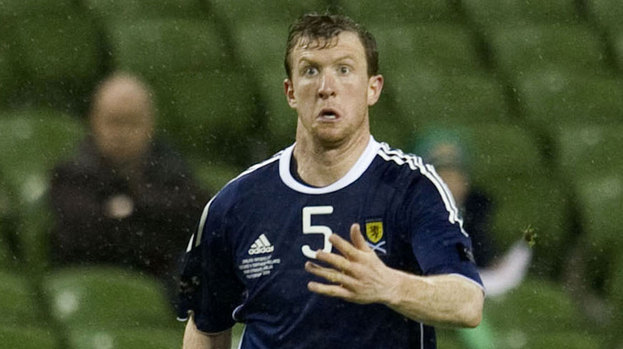 Steven Caldwell in action for Scotland